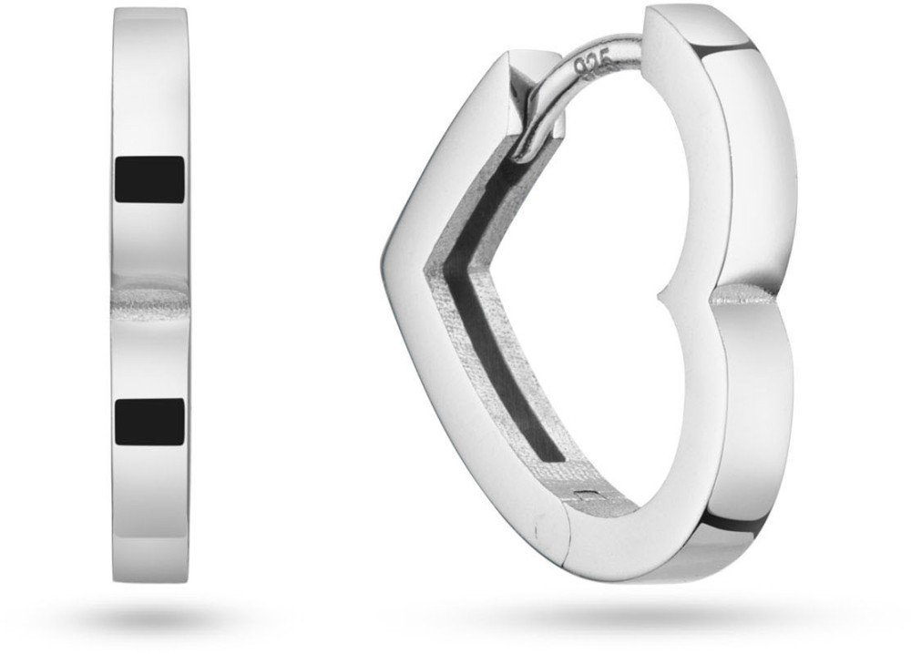 Klapoorringen Hart Glans L 925RD