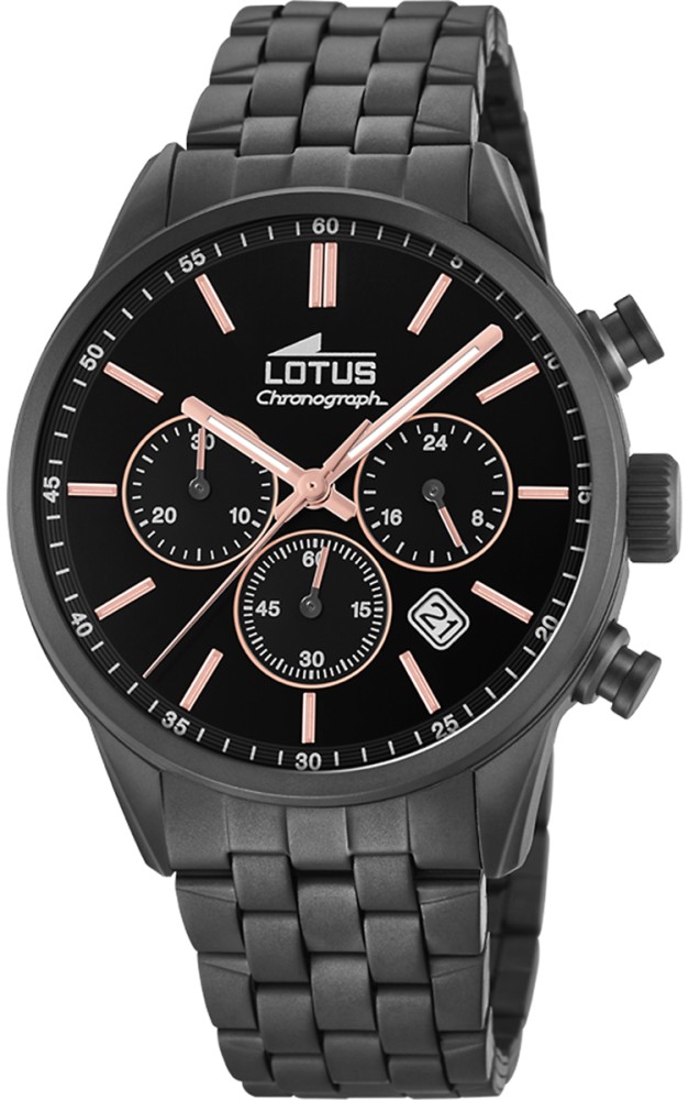 LOTUS MEN'S BLACK CHRONO STAINLESS STEEL WATCH BRACELET 18668/2
