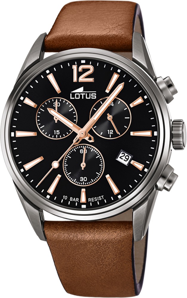 LOTUS MEN'S BLACK CHRONO LEATHER WATCH BRACELET 18683/2