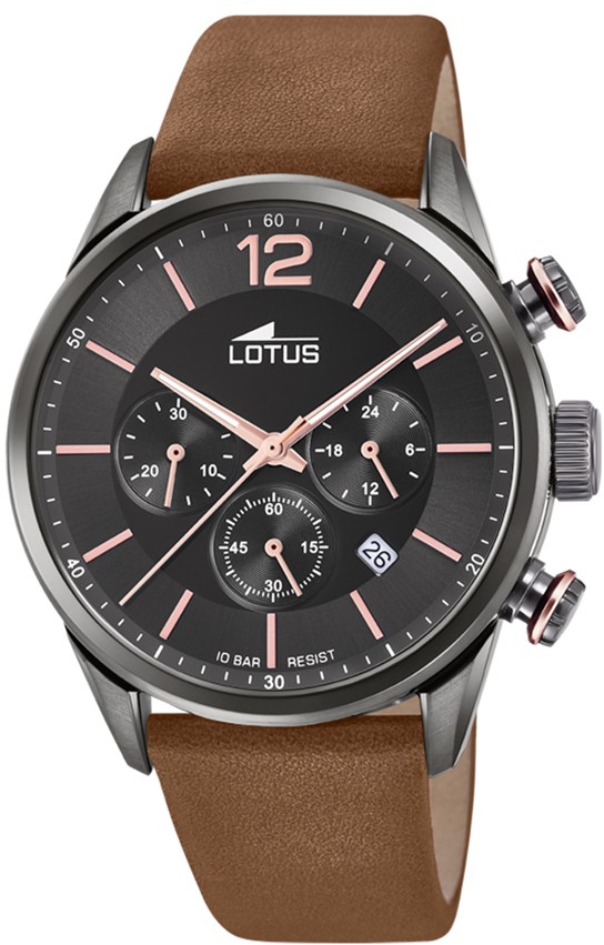 LOTUS MEN'S BLACK LEATHER WATCH BRACELET 18687/2