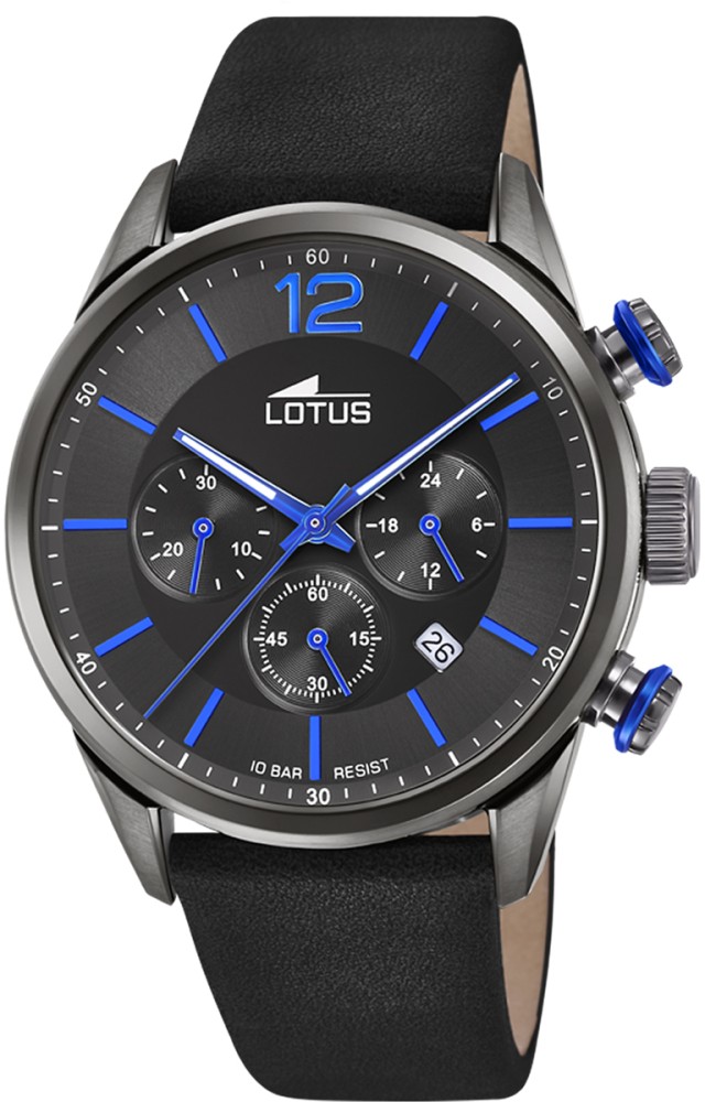LOTUS MEN'S BLACK CHRONO LEATHER WATCH BRACELET 18687/3