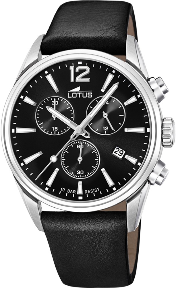 LOTUS MEN'S BLACK CHRONO LEATHER WATCH BRACELET 18691/3
