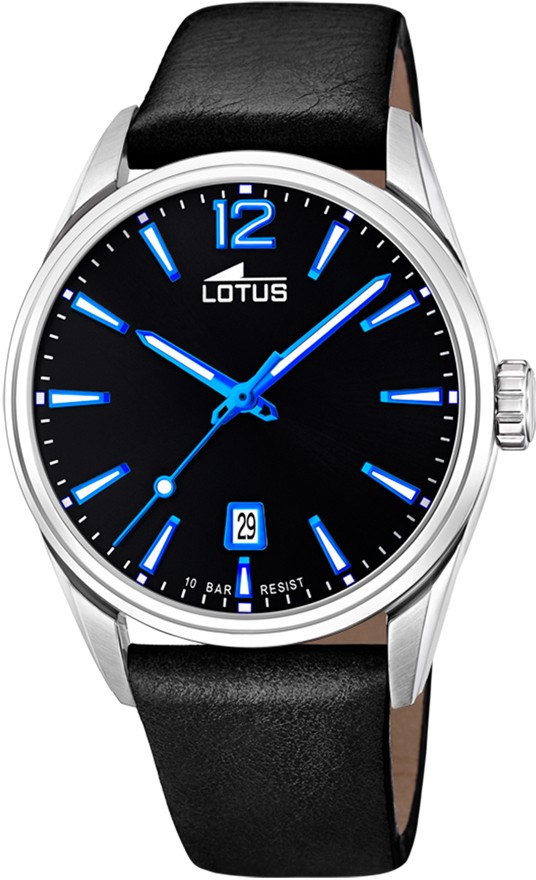 LOTUS MEN'S BLACK CHRONO LEATHER WATCH BRACELET 18693/6