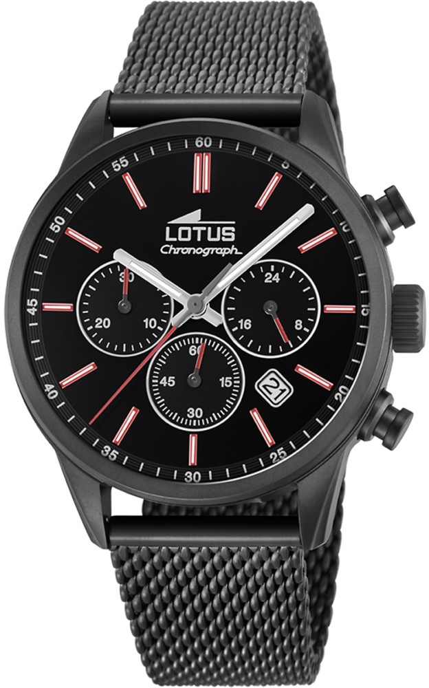 LOTUS MEN'S BLACK STAINLESS STEEL WATCH BRACELET 18700/1