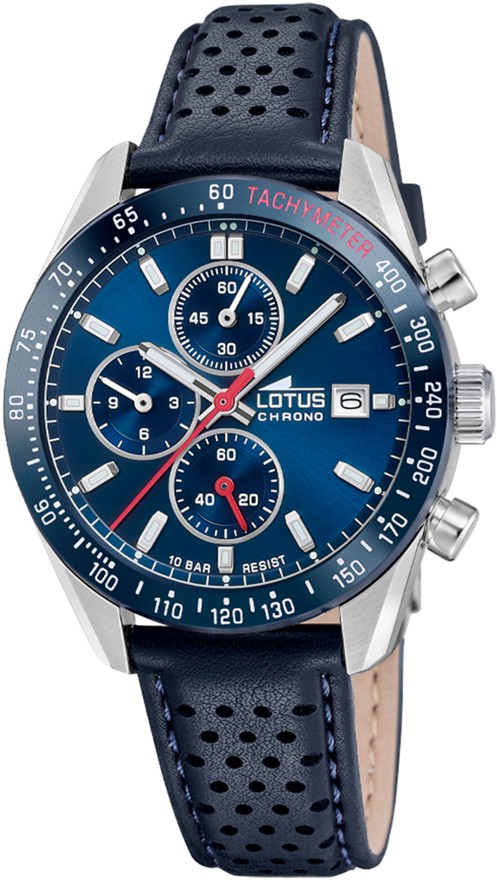 LOTUS MEN'S SILVER CHRONO LEATHER WATCH BRACELET 18995/7