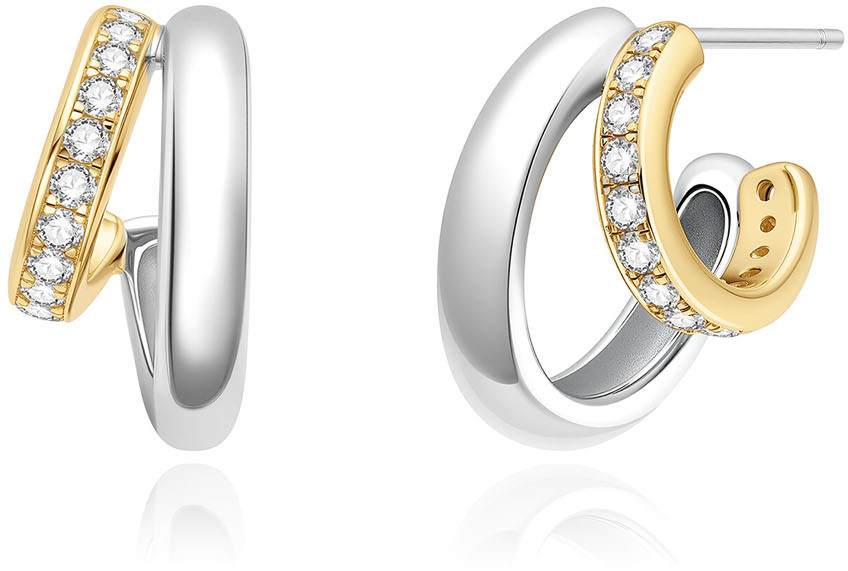 2-T Sparkling Stud Hoop Earrings E