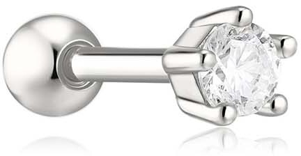Silver Sparkle Barbell Earring E
