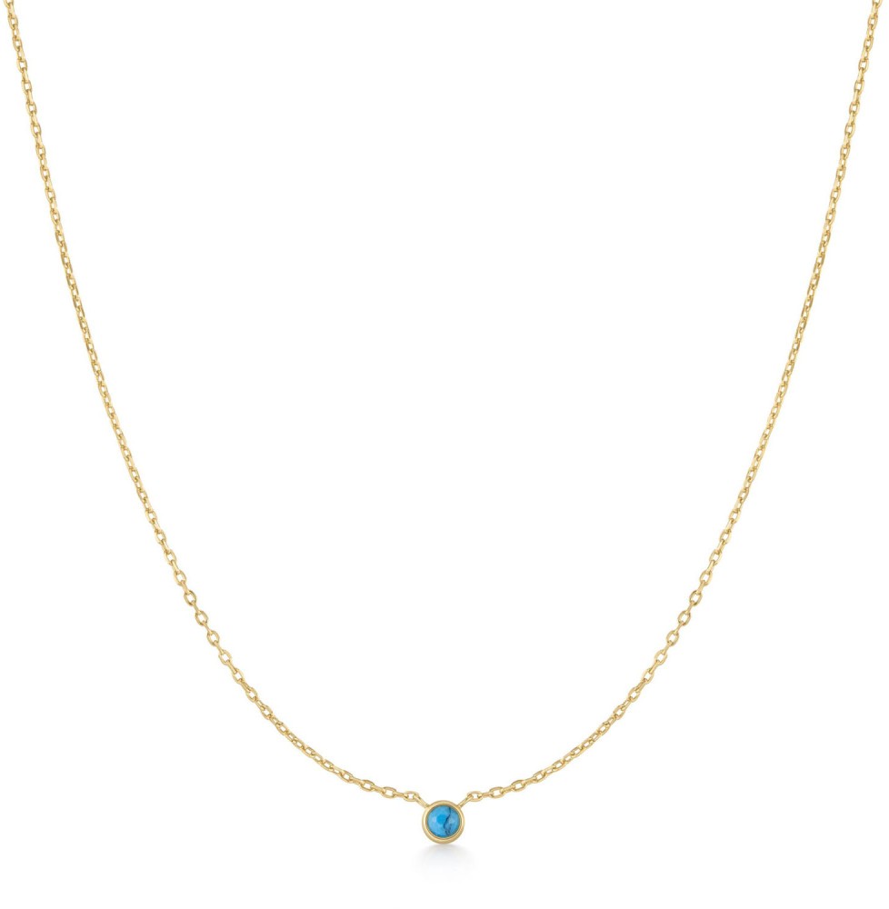 Gold Turq. Solitaire Necklace S