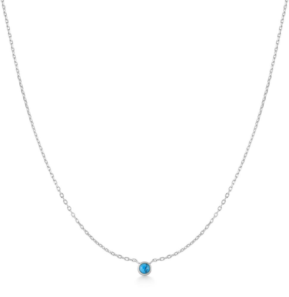 Silver Turq. Solitaire Necklace S