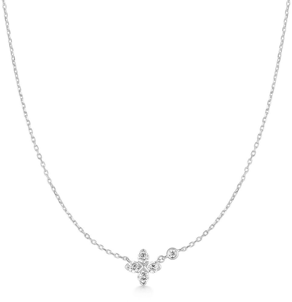 Silver Sparkling Clover Necklace S