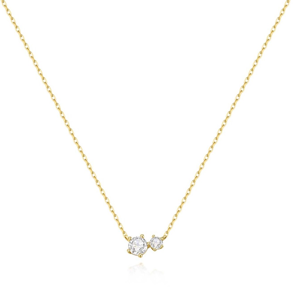 Gold Prong Set Duo Necklace S