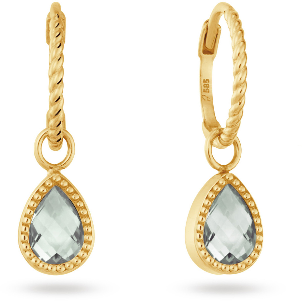 Amstel Green Amethyst Hoops 7x5mm 585