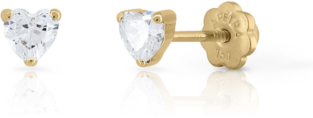 3 Prong  White Heart CZ 4*4mm