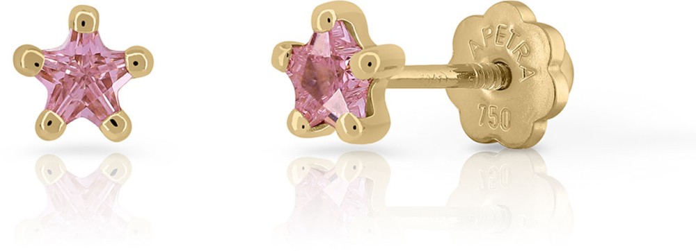 4 Prong  Pink Star CZ 4*4mm