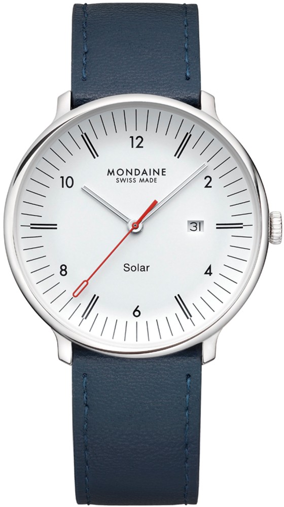 Doppio 41mm staal leer blauw solar