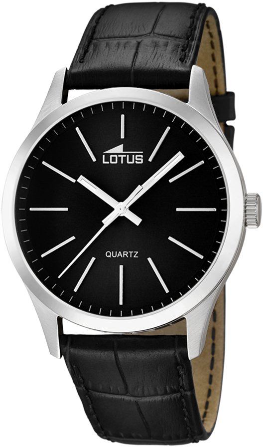LOTUS MEN'S BLACK MINIMALIST LEATHER WATCH BRACELET 15961/3