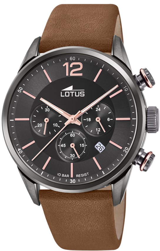 LOTUS MEN'S BLACK LEATHER WATCH BRACELET 18687/2