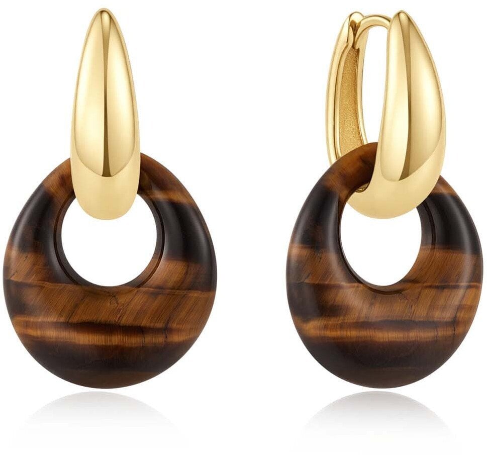 Ania Haie AH E076-21G-TE Wanderer Damen Ohrringe - Creolen, Goldfarben, Cat's Eye
