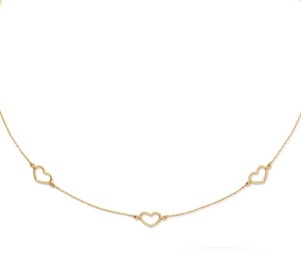 Jackie Gold JKN26.650 Damen Kette Drei Offene Herzen 10 mm 45 cm 14 Karat Gold
