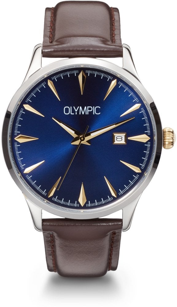 Olympic OL90HSL004B Theo Herren Uhr Braunes Leder, Blaues Zifferblatt
